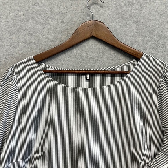 Talbots Tunic Blouse Womens Sz XL Scoop Neck Stripes Tie 3/4 Sleeves Coastal Top - Picture 2 of 10